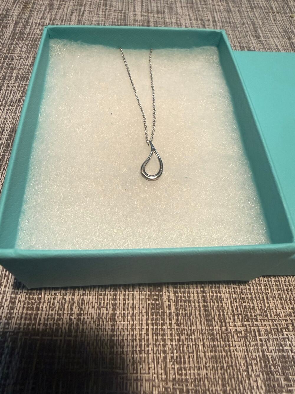 Tiffany & Co. Elsa Peretti Open Teardrop Pendant Necklace Sterling Silver 925